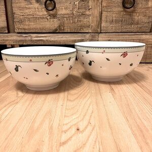 Two Limited Edition Minh Long Fine Porcelain Decorated Fruit Bowls In White